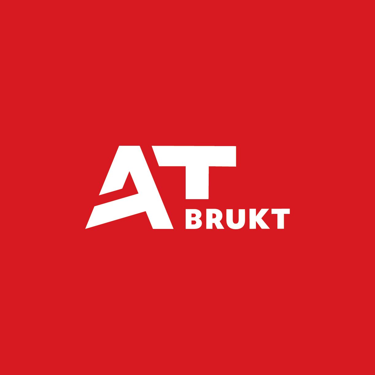 AT Brukt Logo Hvit AT Brukt logo på rød bakgrunnHvit AT Brukt logo på rød bakgrunn