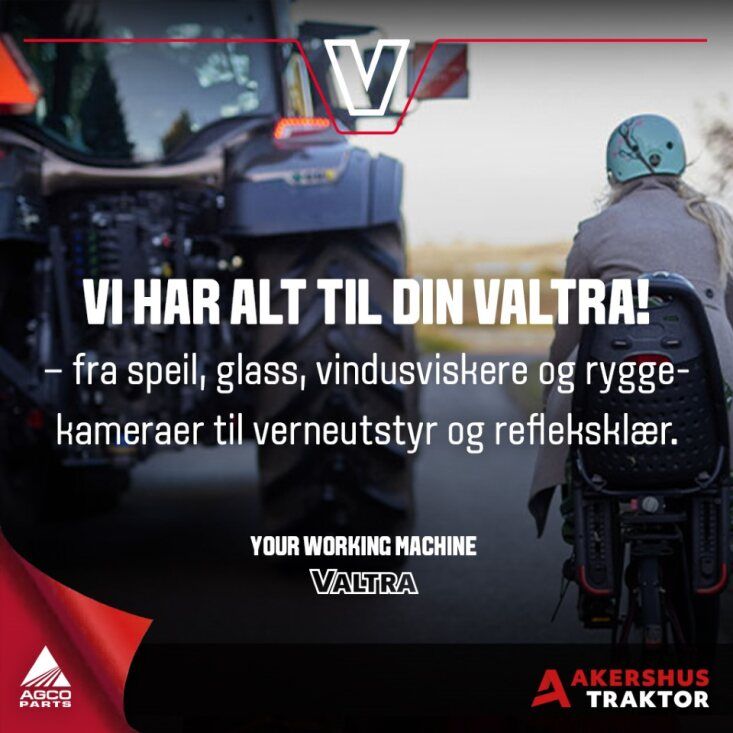 FÅ BEDRE KONTROLL PÅ SIKKERHETEN MED LØSNINGER FRA AGCO
Intakte speil og glass, effektive vindusviskere og ryggekameraer av god kvalitet gir bedre
sikt og bidrar til økt sikkerhet. Personlig verneutstyr og refleksbekledning som beskytter
bedriftens ansatte bidrar også til økt sikkerhet.